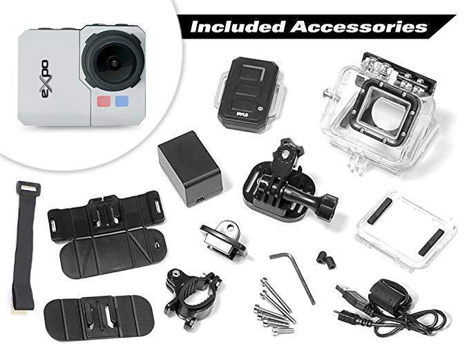 Pyle PSCHD90SL eXpo Hi-Res Mini Action Video Camera with 20 Mega Pixel Camera, 2-Inch LCD Screen and Wi-Fi Remote (Gray)