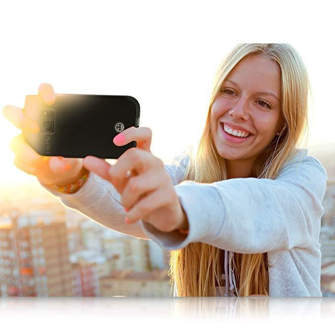 Pyle Premium Samsung S7 Edge Selfie LED Light Case, Built-In Power Bank Charger - Black (SL302S7BK)