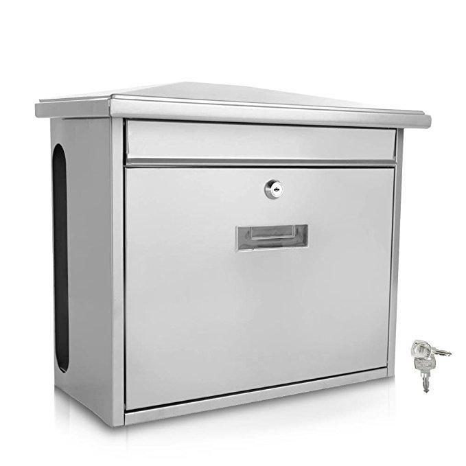 Serenelife Outdoor Universal Mount Lockable Mailbox, Large Capacity - White (SLMAB08)