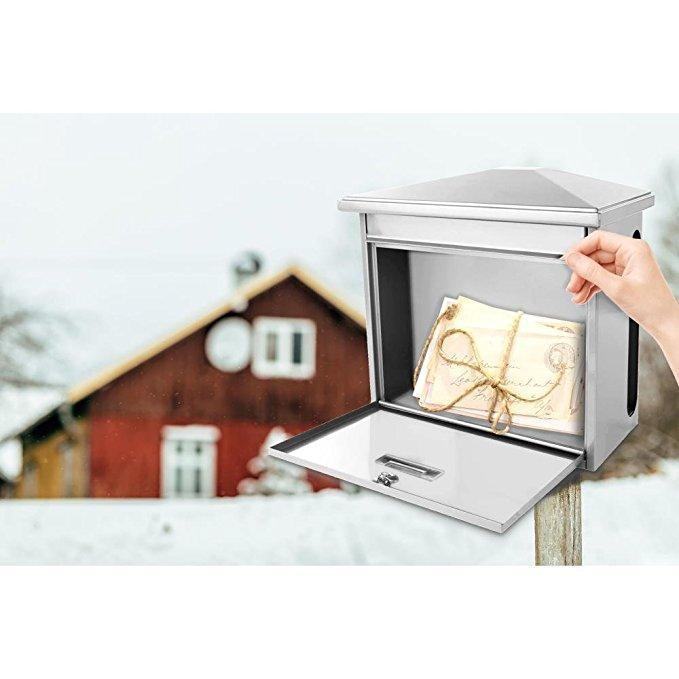 Serenelife Outdoor Universal Mount Lockable Mailbox, Large Capacity - White (SLMAB08)