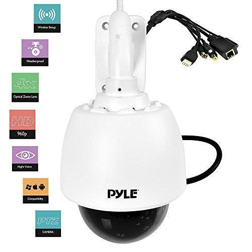 Pyle Electronic Wireless Outdoor Home Security HD Camera, 4x Optical Zoom, Control Remotely - White (PIPCAMHD46)