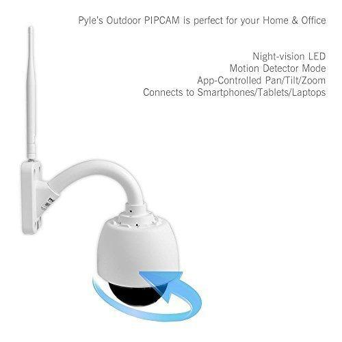 Pyle Electronic Wireless Outdoor Home Security HD Camera, 4x Optical Zoom, Control Remotely - White (PIPCAMHD46)