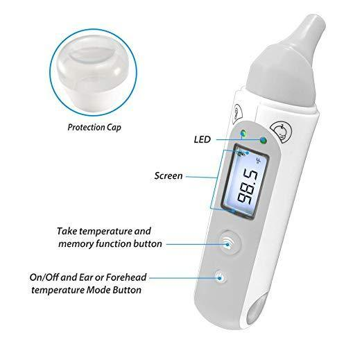 PyleHealth Bluetooth Ear Forehead Thermometer - Dual Digital, Infrared, Portable Professional Electronic...
