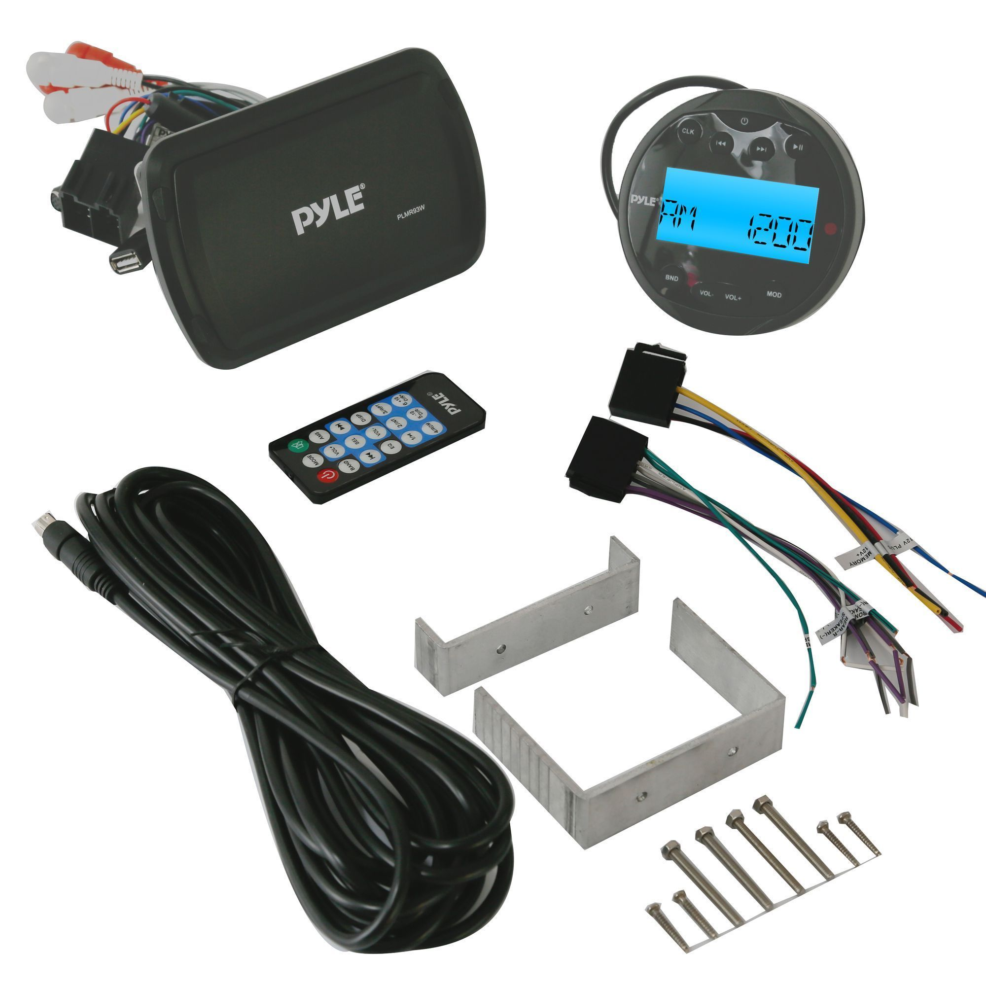 Pyle Bluetooth Stereo Boat Receiver System, Wired Control Unit, Waterproof, AM/FM Radio, (PLMR93W)