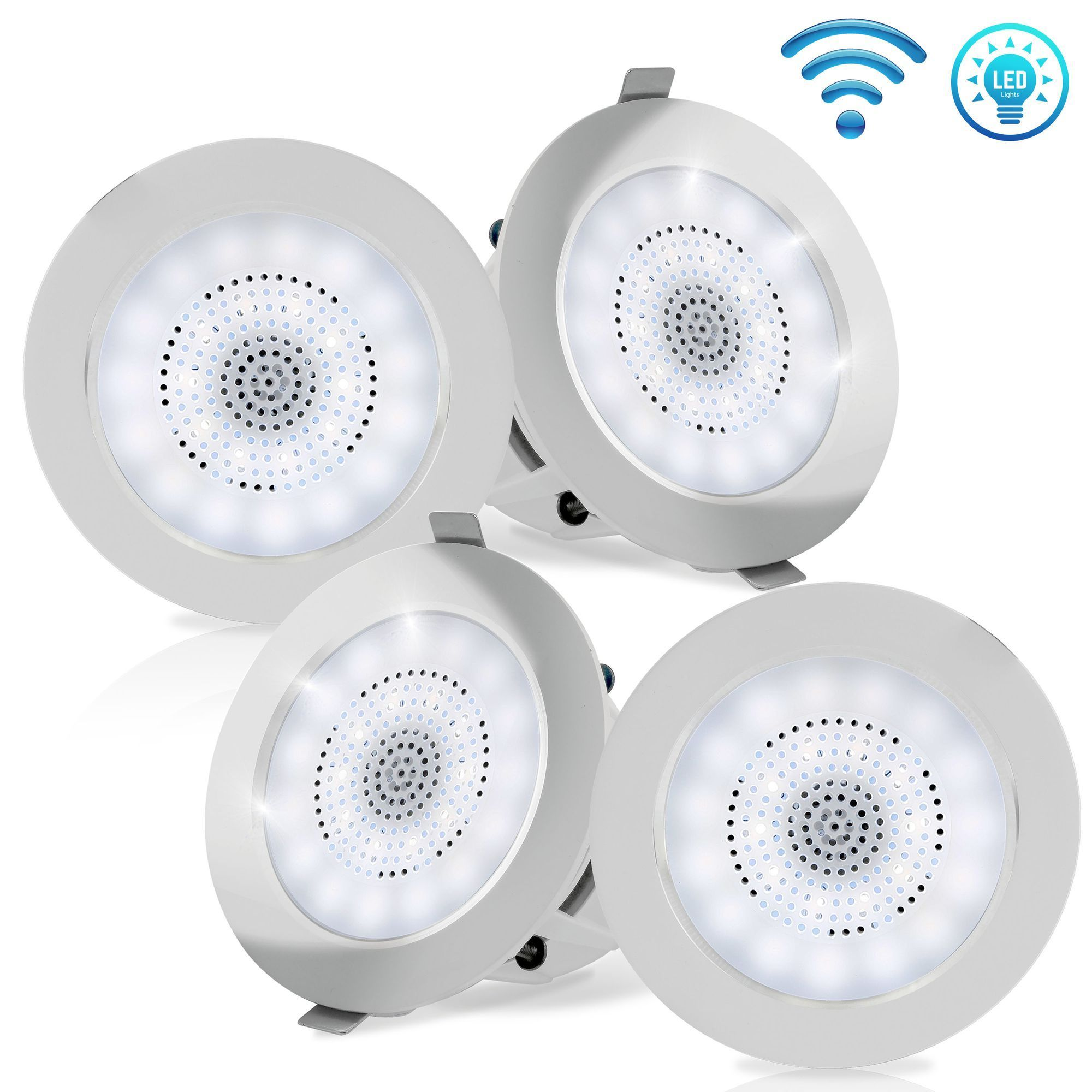 Pyle Set of 4 4” Bluetooth 2-Way Home Speaker System, In-wall/Ceiling, Amplifier, (PDIC4CBTL4B)