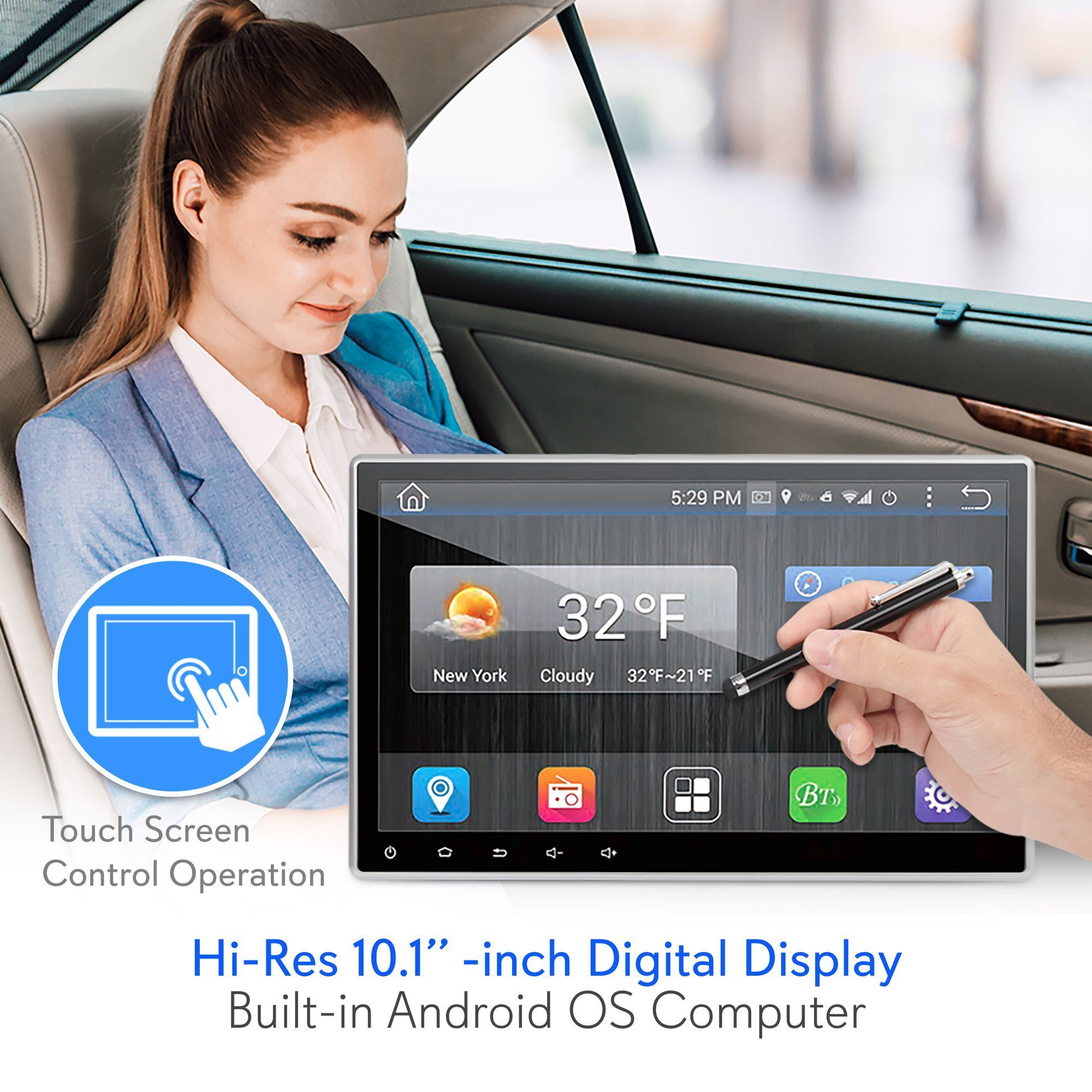 Pyle Stereo Car Receiver / DVR Dash Cam / Rerview Camera System, 10.1'' Touchscreen, Bluetooth/WIFI,  (PLDAND110)