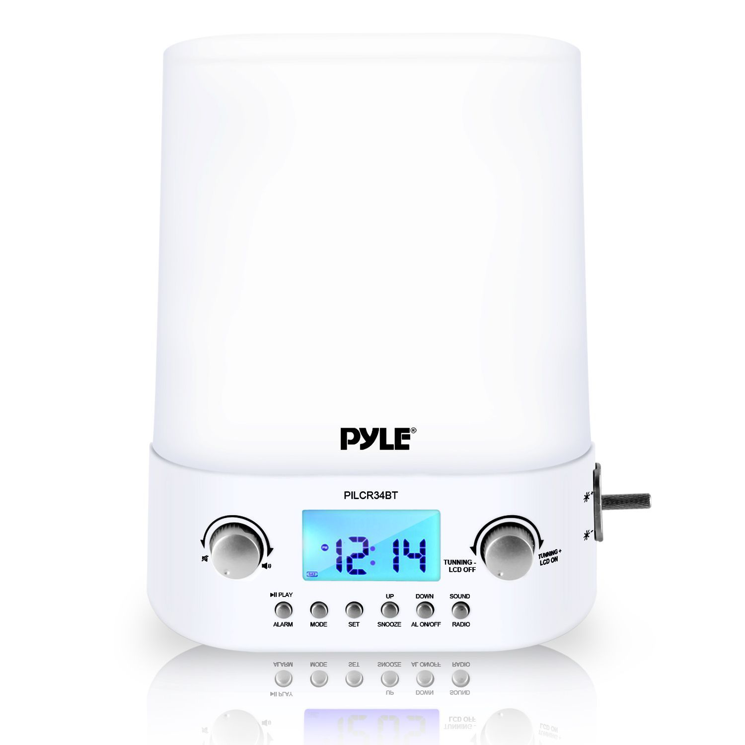 Pyle Compact Bluetooth Tabletop Alarm Clock, Stereo Speakers, LED Night Light, FM Radio, (PILCR34BT)
