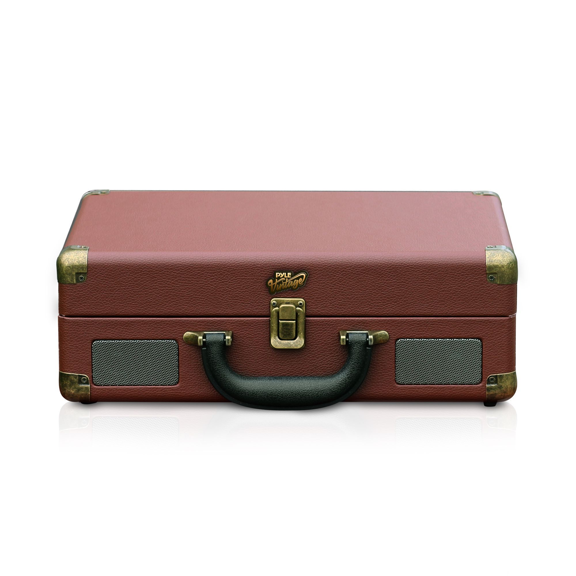 Pyle Classic Briefcase Vintage Style Turntable, Bluetooth Speaker System - Brown (PVTTBT9BR)