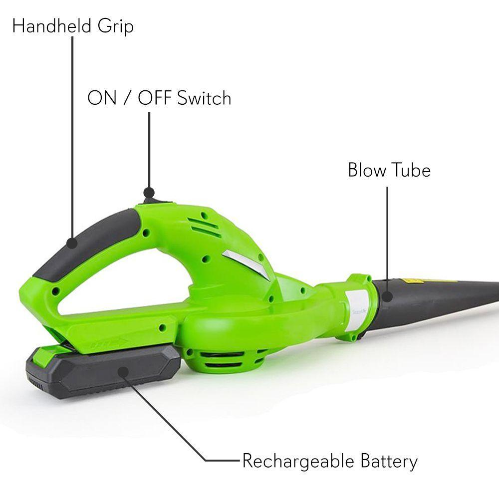 SereneLife Cordless Electric Leaf Blower, Lightweight, Rechargeable Battery, 55 MPH, (PSLHTM32)
