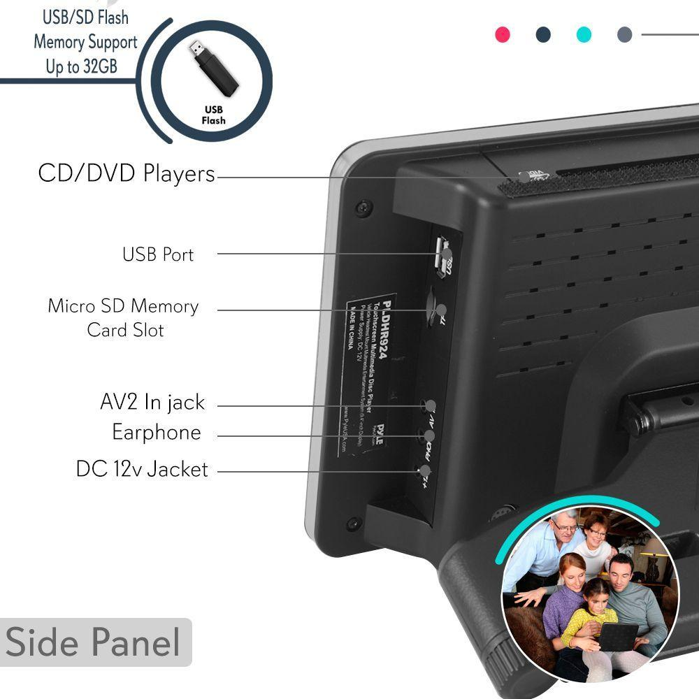 Pyle Universal Car Headrest Mount DVD Player, 9.4" HD LCD Touchscreen Monitor, (PLDHR924)