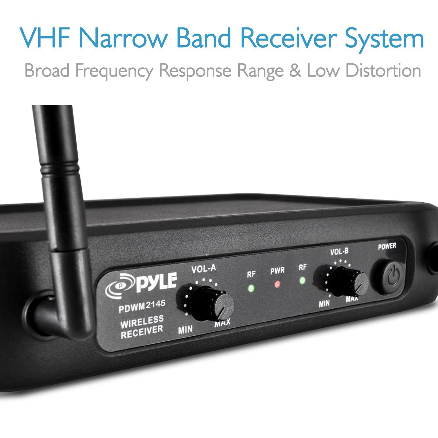 Pyle Wireless Microphone System, VHF Fixed Frequency, 2 Body-Pack Transmitters, 2 Lavalier Mics, 2 Headset Mics (PDWM2145)