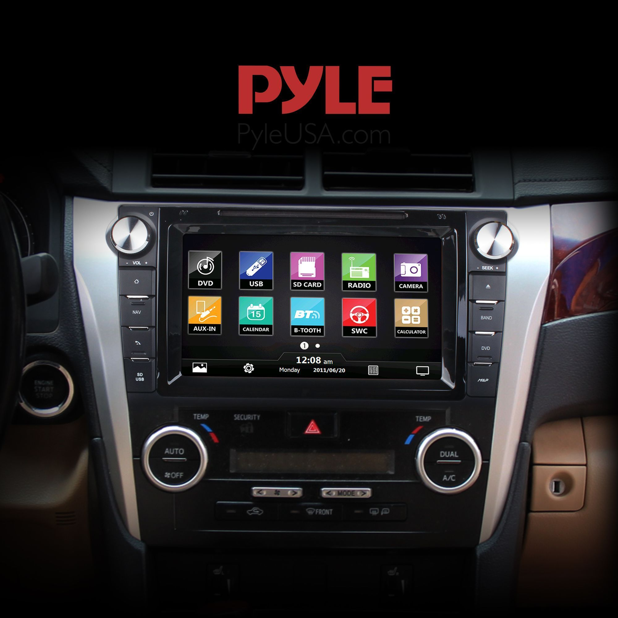Pyle 2012 Toyota Camry Bluetooth Stereo Receiver, 8.0’’ HD Touchscreen, (PTOYCAM12)