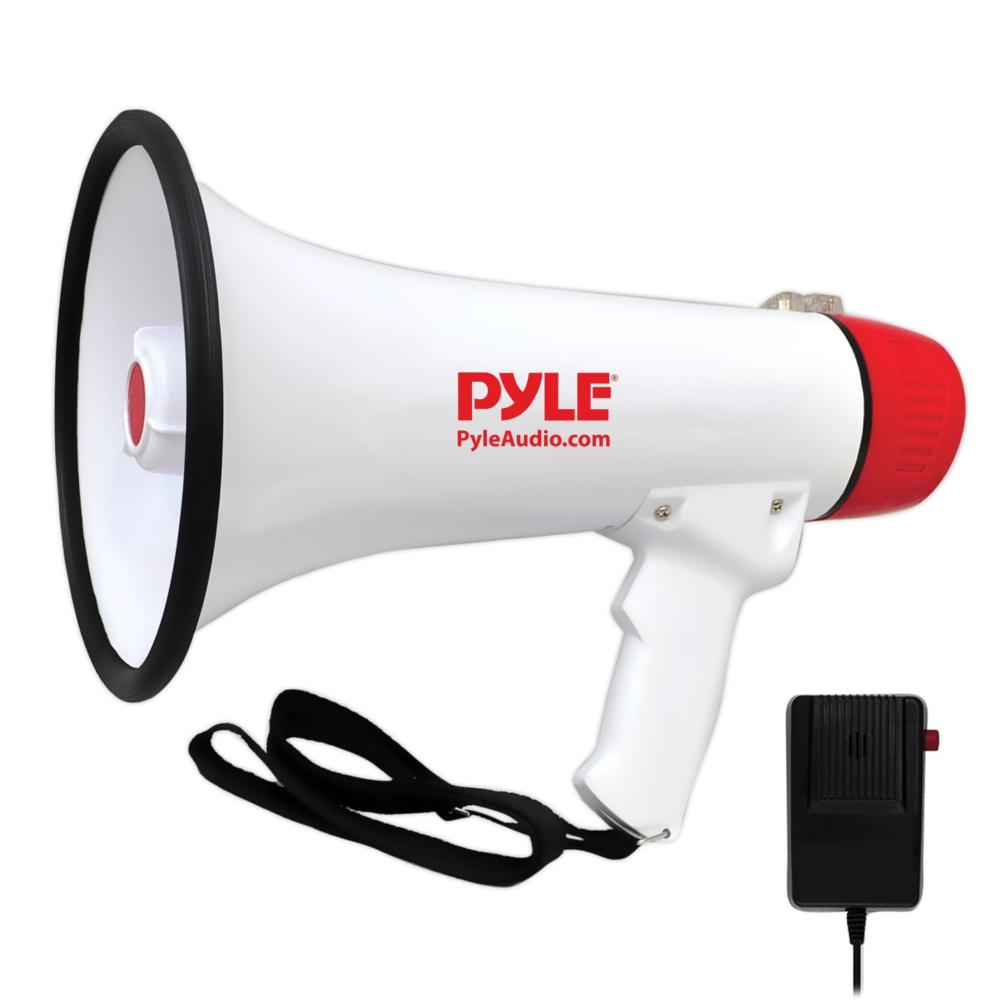 PylePro Megaphone Bullhorn, Built-in Rechargeable Battery, Aux (3.5mm) Input for MP3/Music, Siren Alarm (PMP48IR)