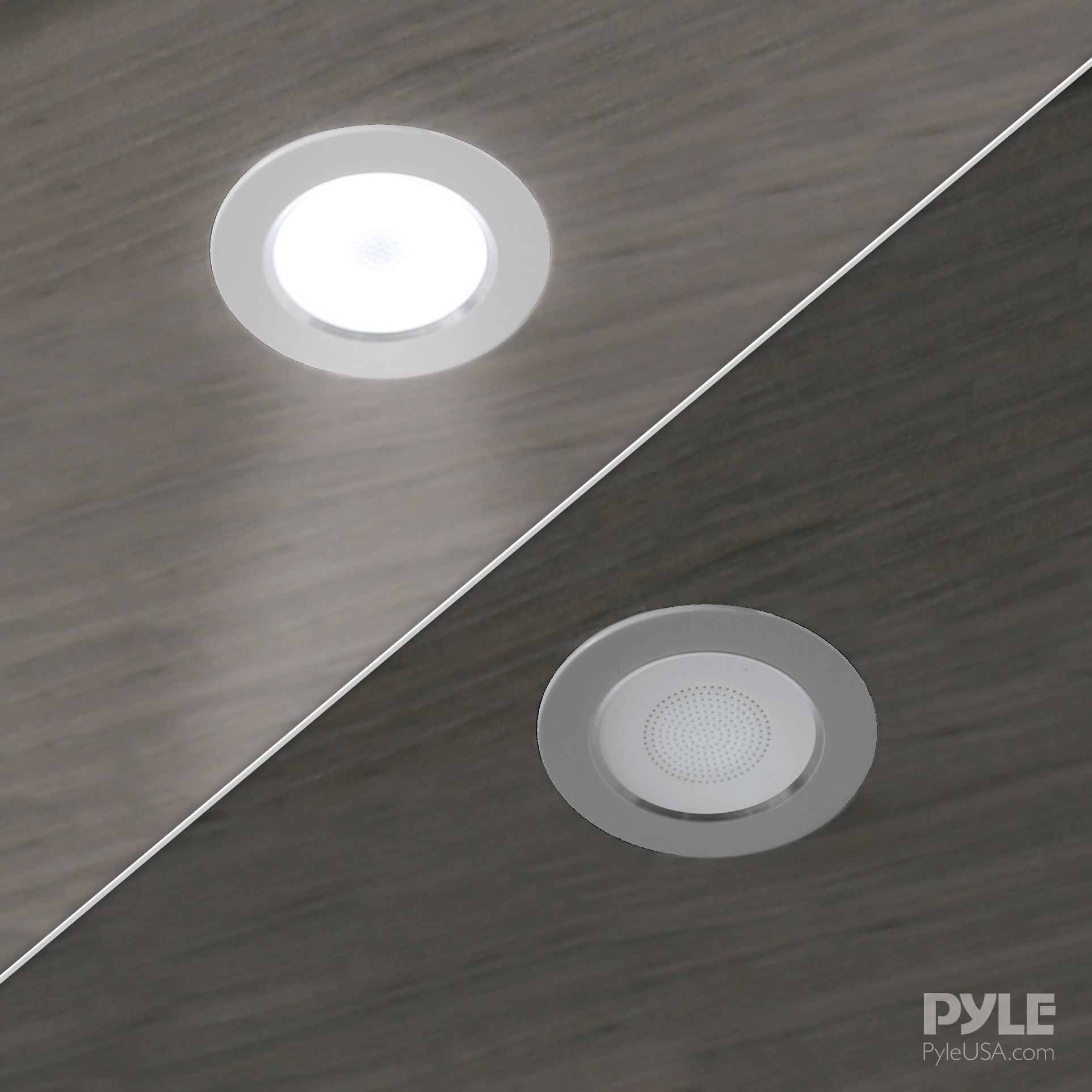 Pyle Pair of 4” 2-Way Home Speaker System, In-wall/Ceiling, LED Lights, 2 Ch. Amplifier (PDICLE4)