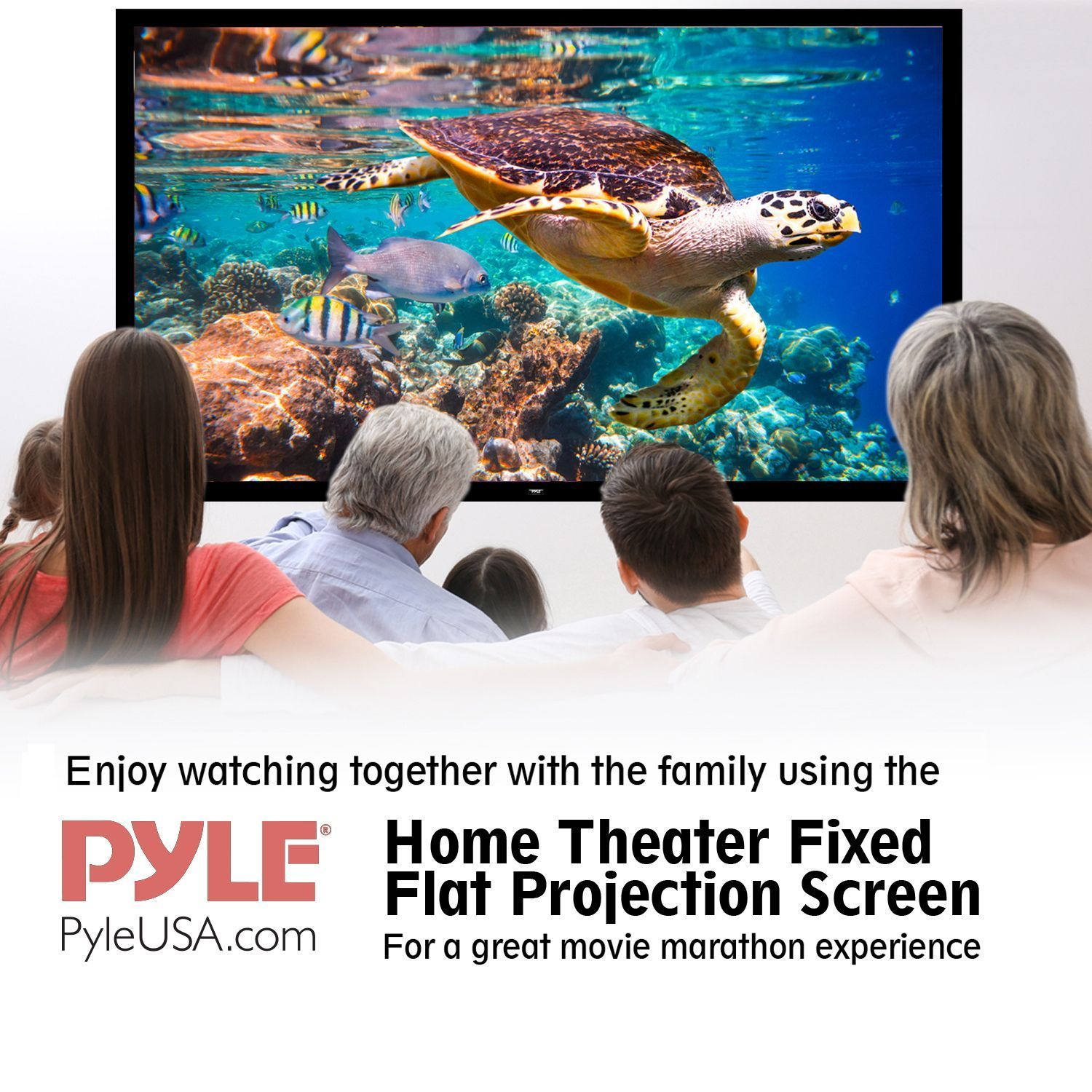 Pyle 120" Matt White Home Theater TV Wall Mounted Fixed Flat Projector Screen - 120 inch 16:9 Full HD Projection - Easy to Set Up for Room Video, Slideshow, Movie / Film Showing - PRJTPFL122