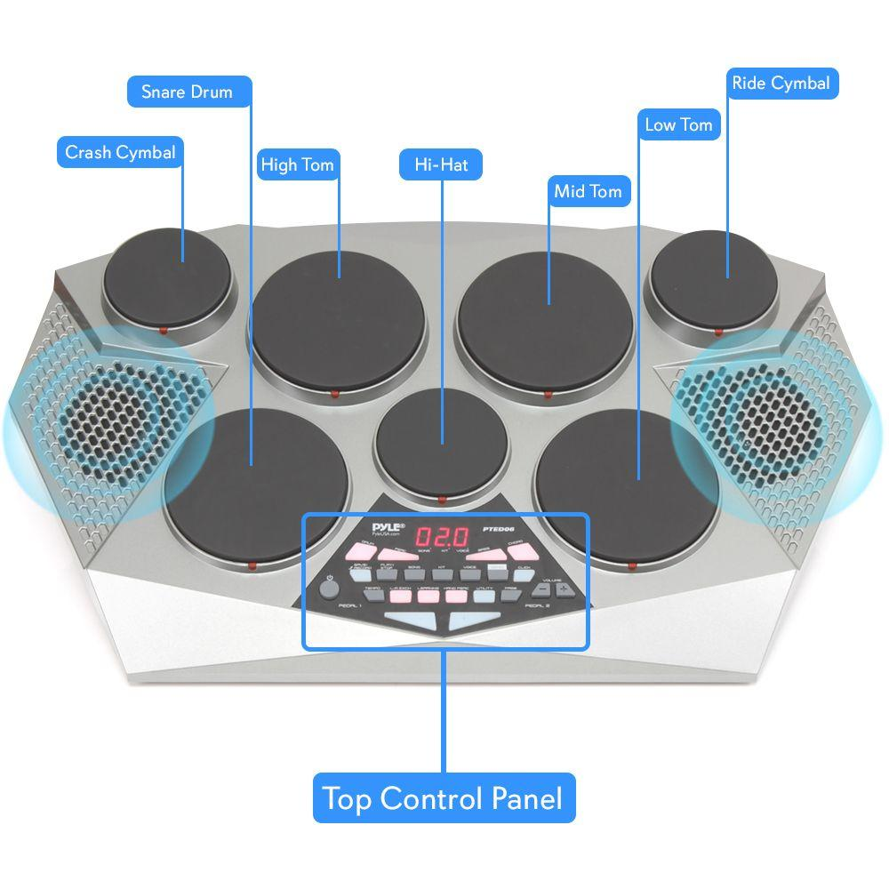 Pyle Electronic Tabletop Drum Machine - Digital Drumming Kit (PTED06)