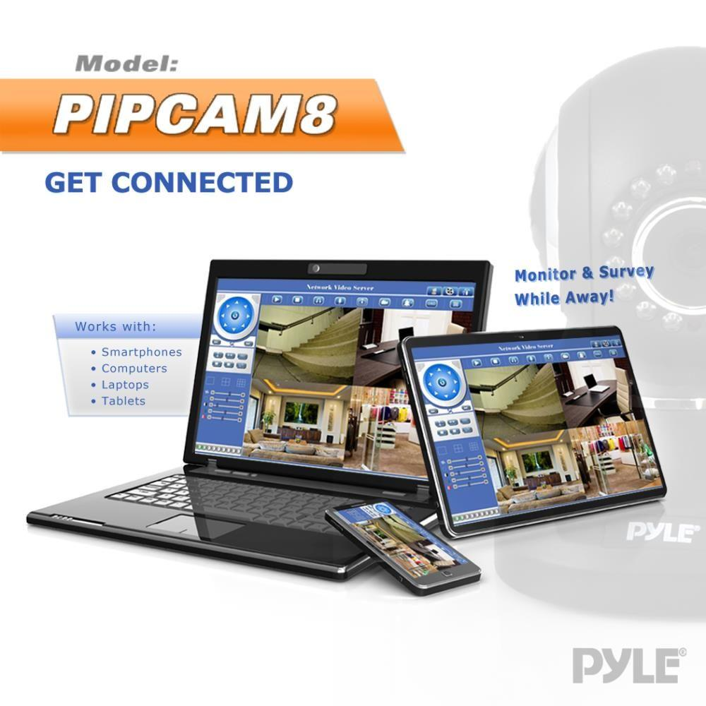 Pyle Electronic Indoor Wireless Home Security HD Camera, Control Remotely (PIPCAM8)