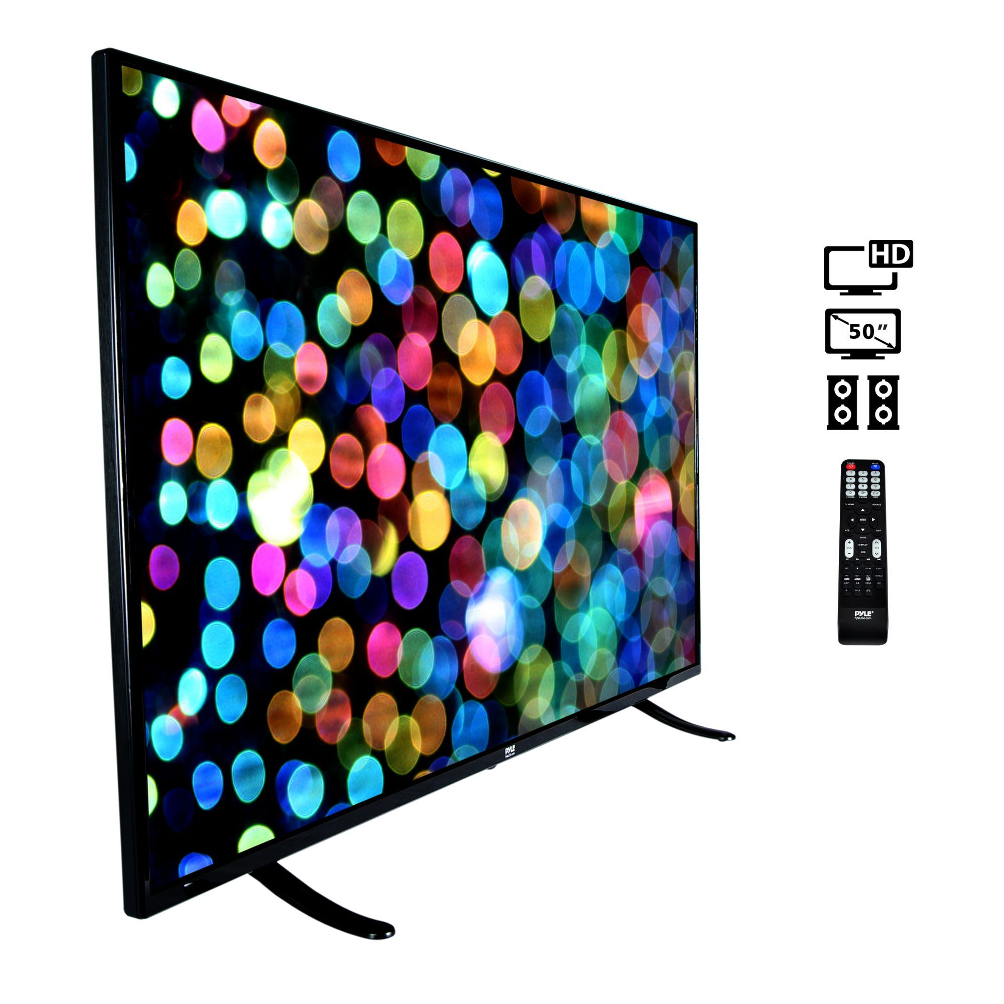 Pyle 50-Inch 1080p Ultra HD TV |  Hi Res Widescreen Monitor | Audio Streaming | Mac PC | Stereo Speakers | Wall Mount (PTVLED50)