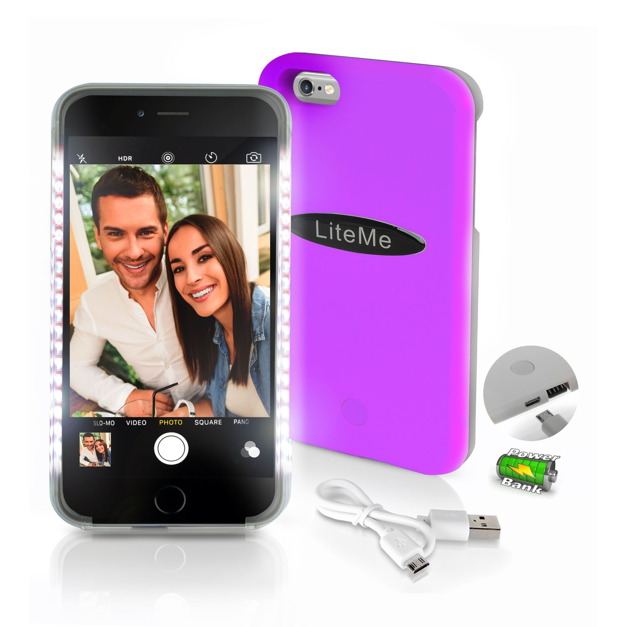 Serene Life SLIP201PN iPhone 6 Plus LED Selfie Light Case & Battery Juice Pac