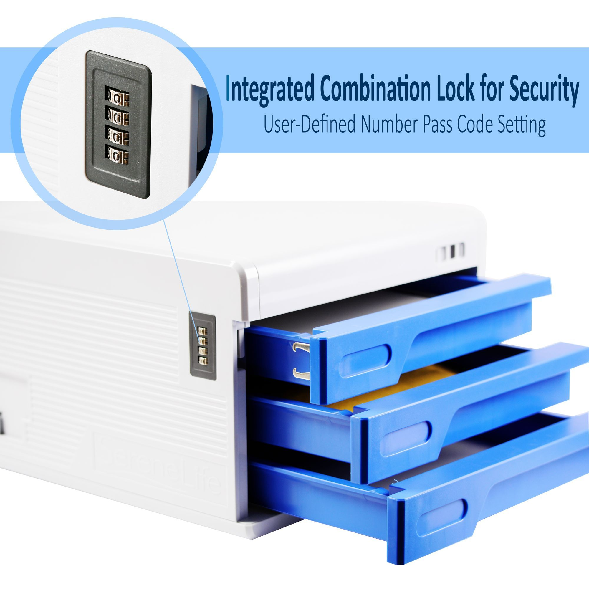 SereneLife Security File Cabinet, Multi-Drawer, Integrated Combination Lock, (SLFCAB10)