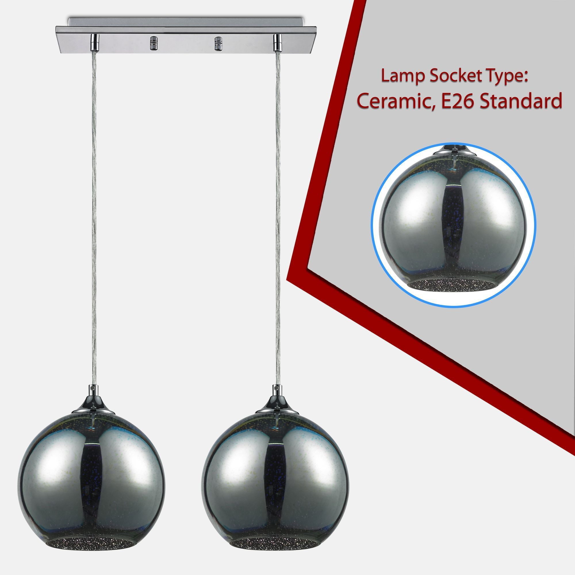 SereneLife Dual Circular Sphere Home Ceiling Lighting Fixture (SLLMP22)