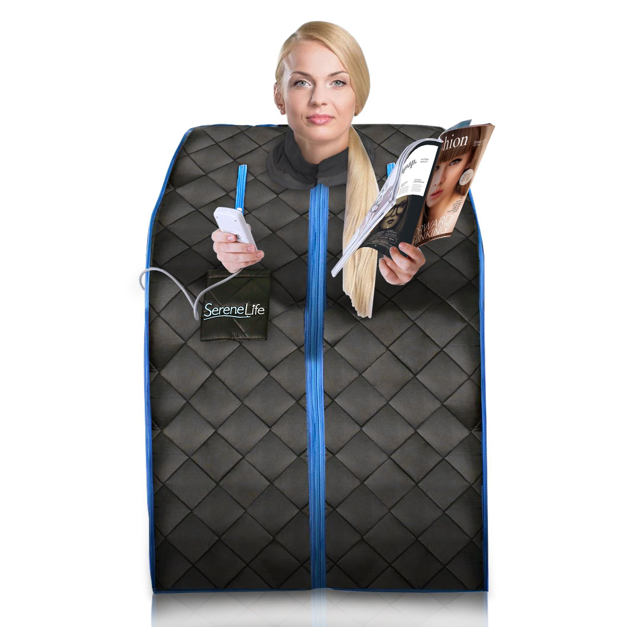 SereneLife Portable Infrared Home Spa | One Person Sauna | Heating Foot Pad and Foldable Chair