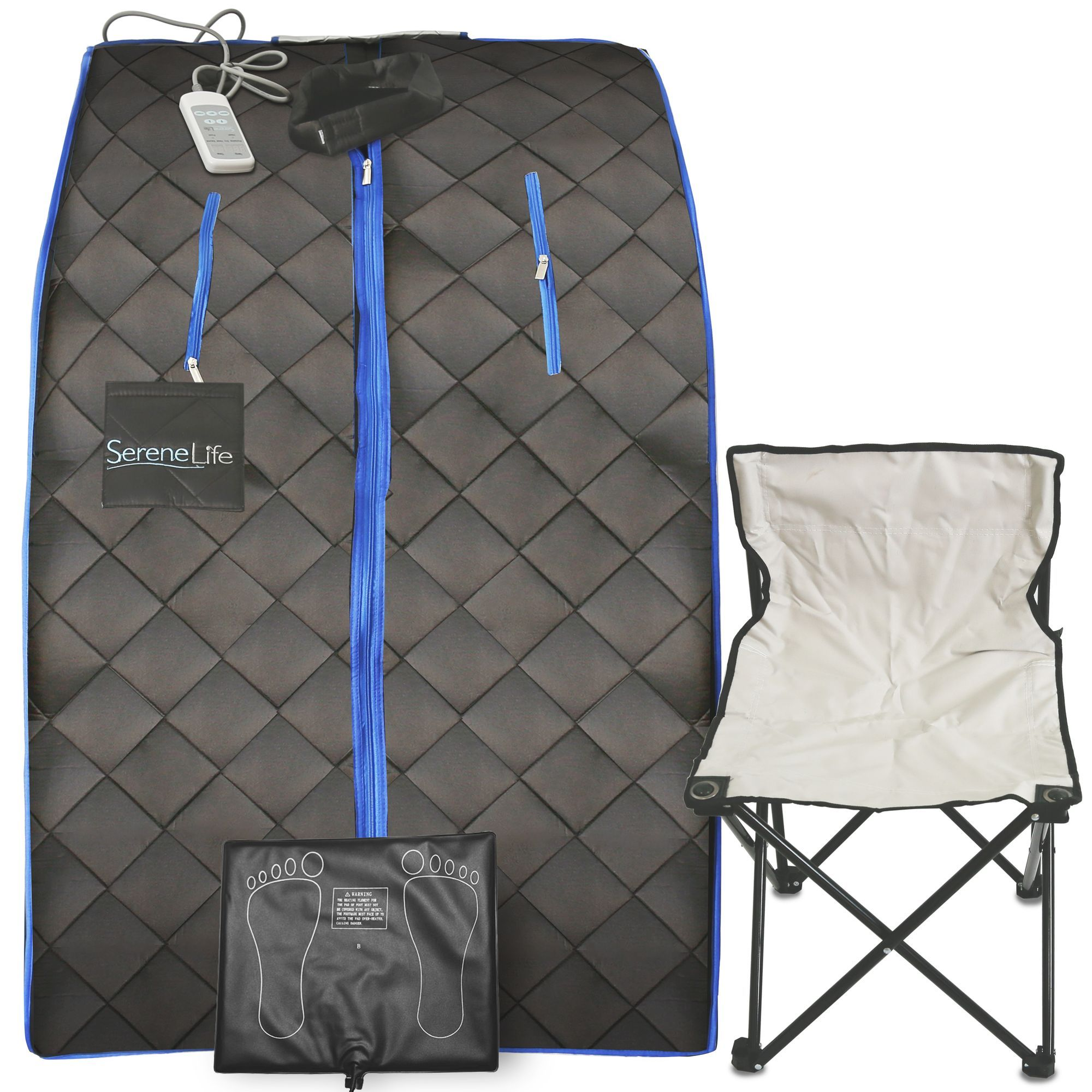 SereneLife Portable Infrared Home Spa | One Person Sauna | Heating Foot Pad and Foldable Chair