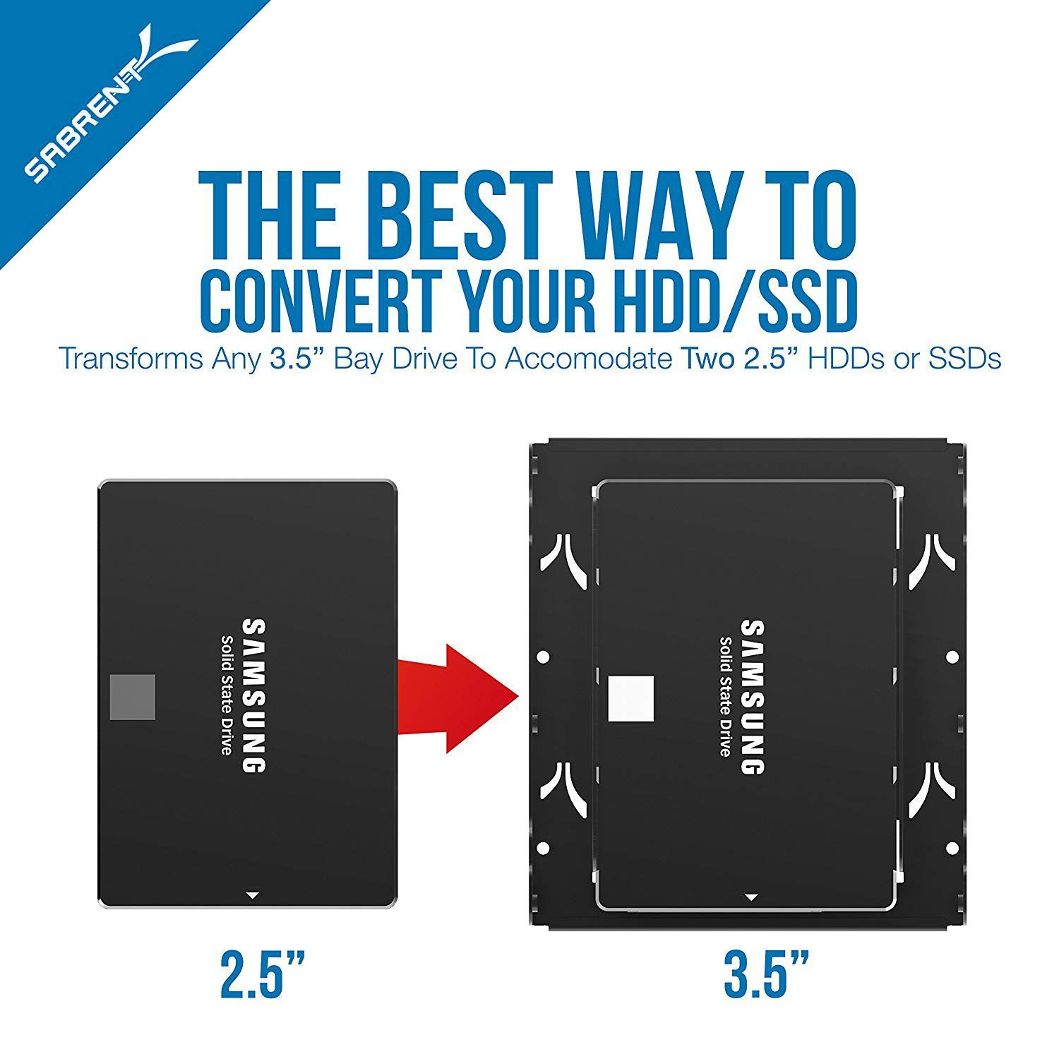SABRENT 2.5 Inch to 3.5 Inch Internal Hard Disk Drive Mounting Bracket Kit (BK-HDDH)