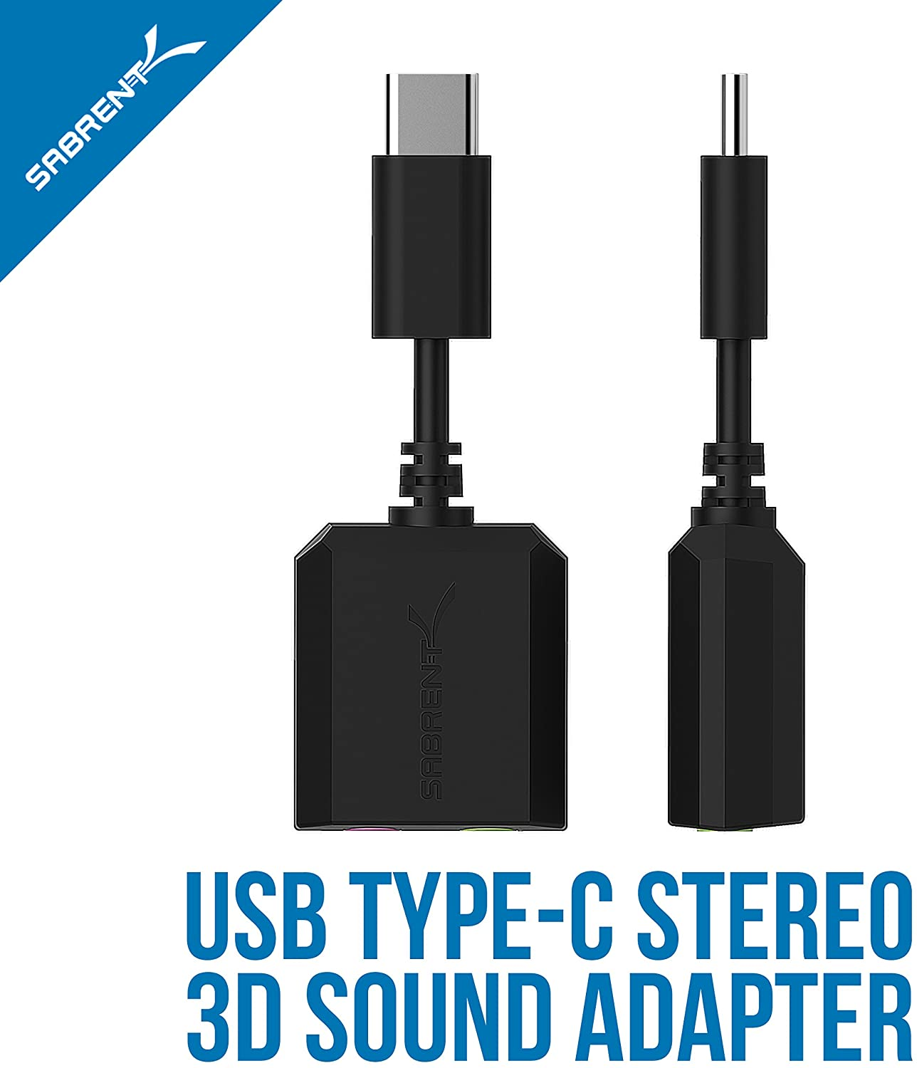 SABRENT USB Type C External Stereo Sound Adapter for Windows and Mac. Plug and Play No Drivers Needed. (AU-MMSC)