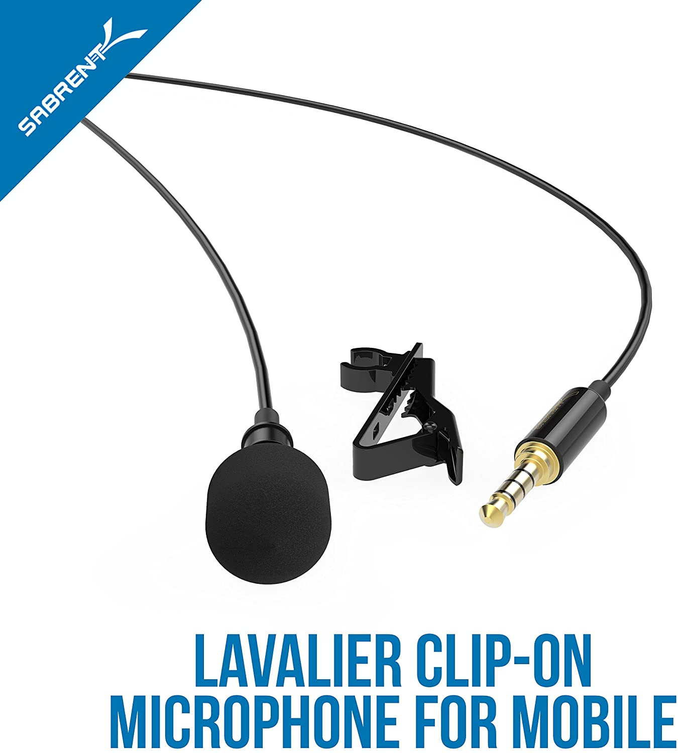 SABRENT Lavalier/Lapel Clip on Omnidirectional Condenser Microphone for iPhone & Android Smartphones or Any Other Mobile Device (AU-SMCR)