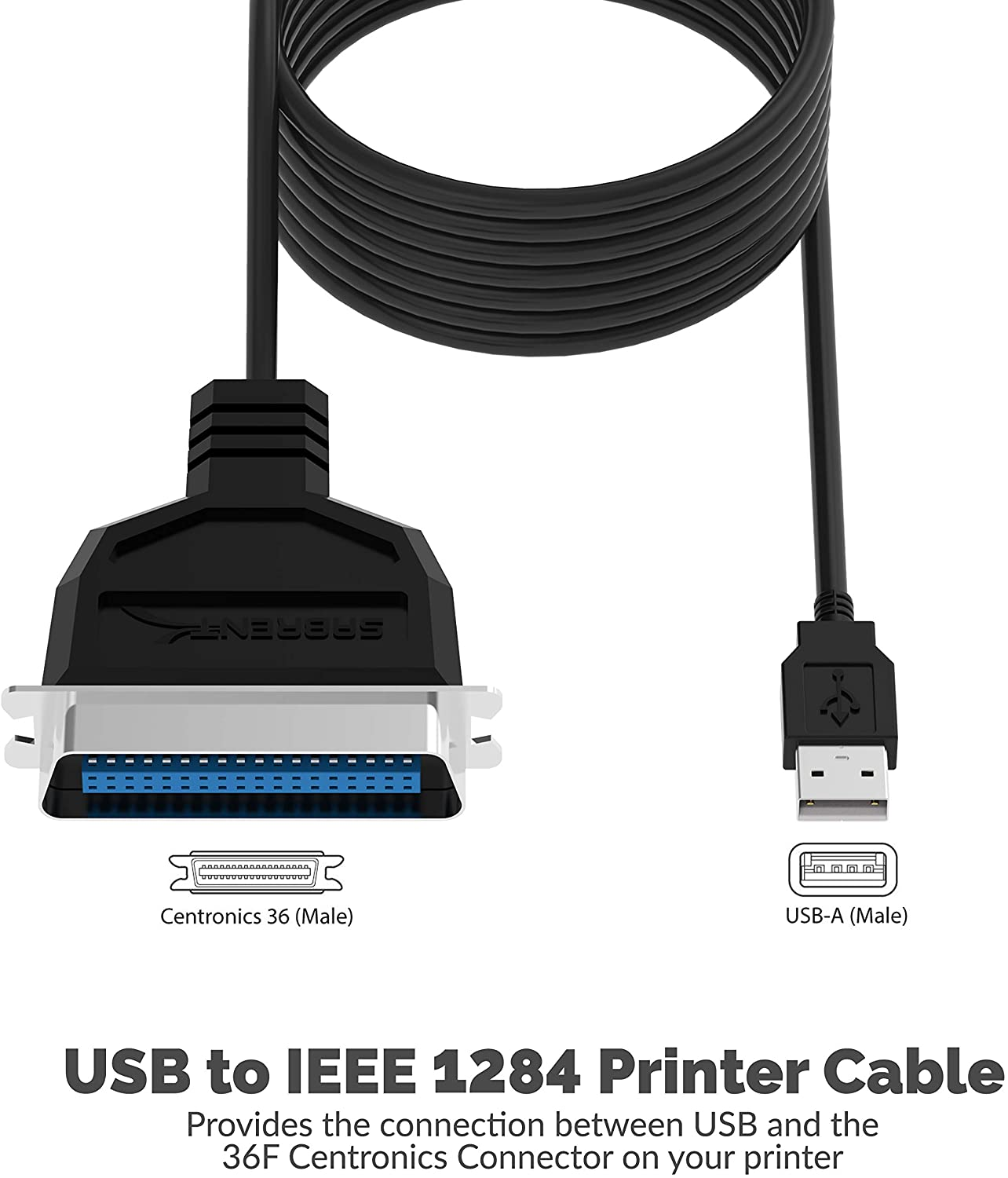SABRENT USB to Parallel IEEE 1284 Printer Cable Adapter (CB-CN36)
