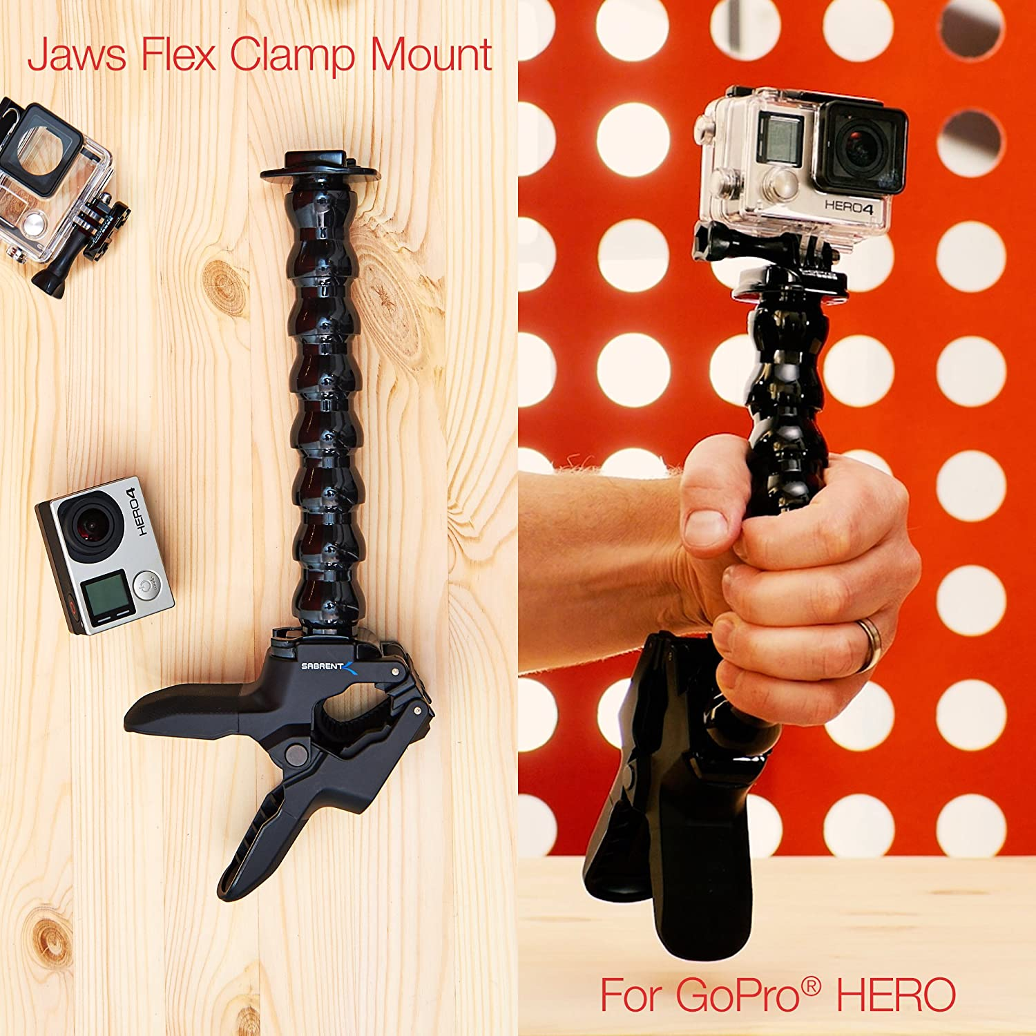 SABRENT Jaws Flex Clamp Mount with Adjustable Neck for GoPro Cameras [Compatible with All GoPro Cameras] (GP-JWFC)