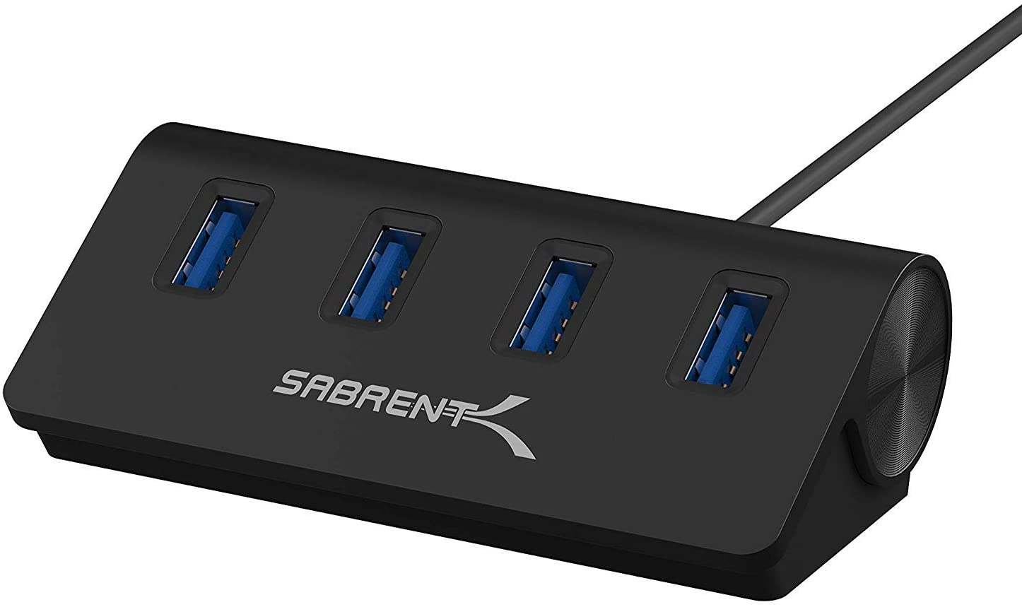SABRENT 4-Port USB 3.0 Hub Aluminum Portable Data Hub with 2.5ft USB 3.0 Cable for iMac, MacBook, MacBook Pro, MacBook Air, Mac Mini, or Any PC [Black] (HB-MC3B)