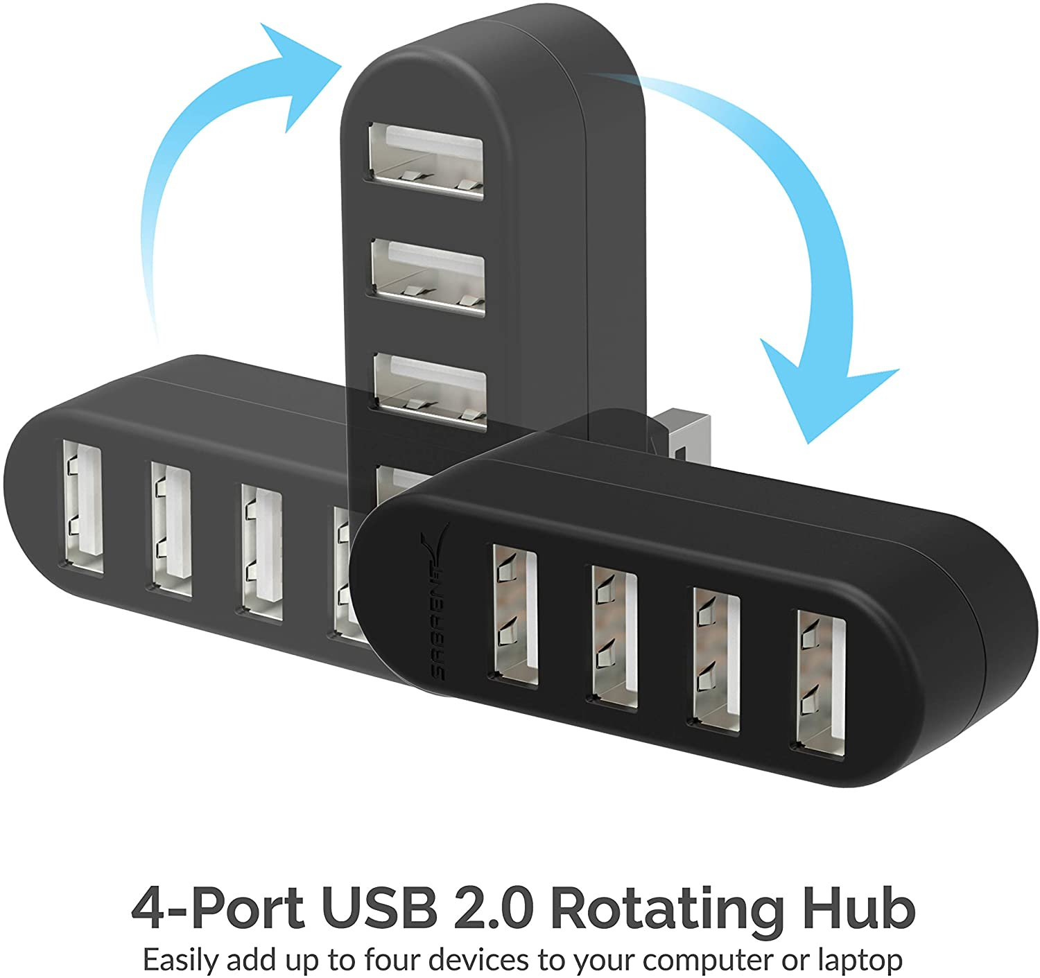 SABRENT 4 Port USB 2.0 Hub [90°/180° Degree Rotatable] (HB-UMN4)