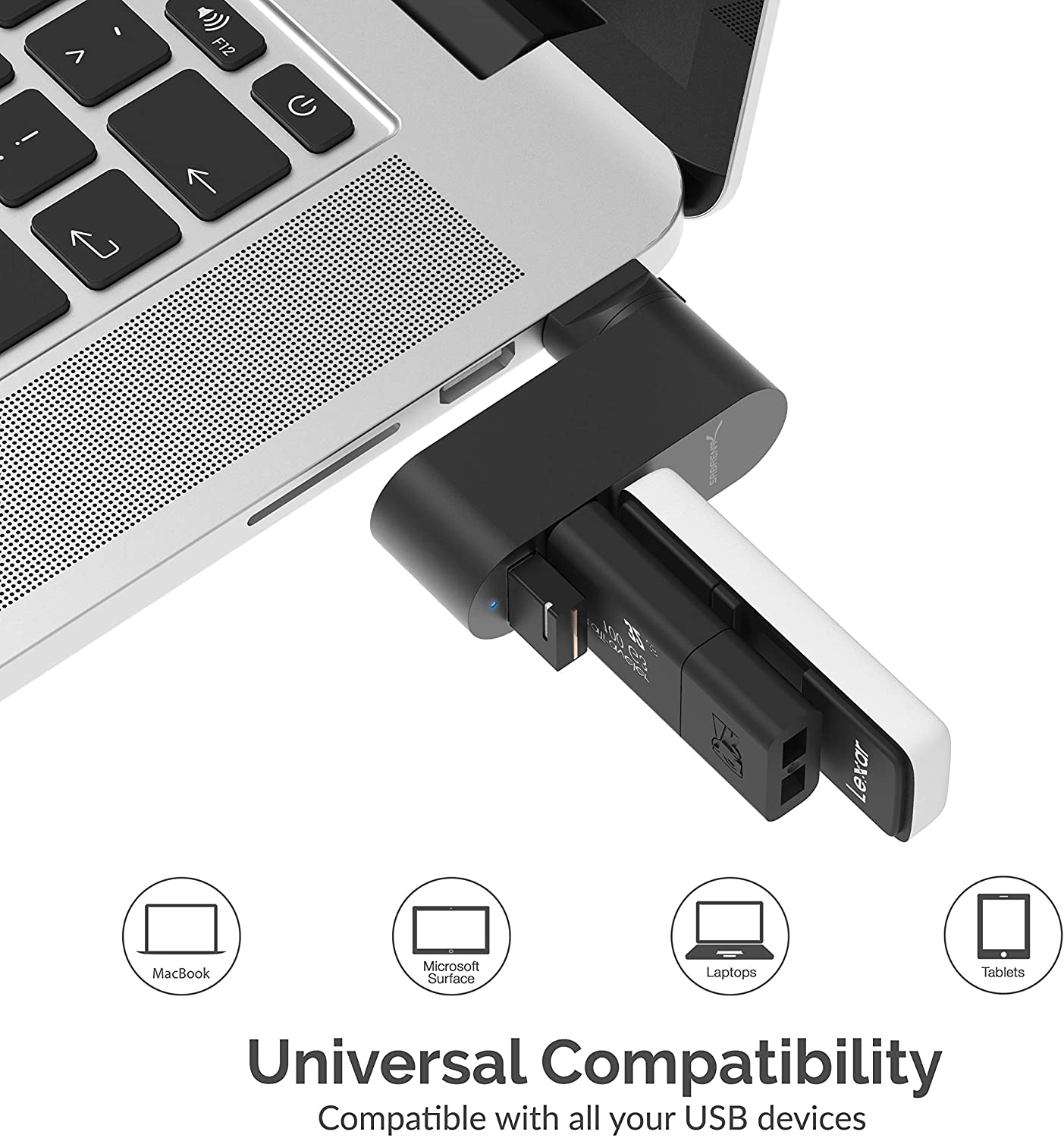 SABRENT Premium 3 Port Aluminum Mini USB 3.0 Hub [90°/180° Degree Rotatable] (HB-R3MB)