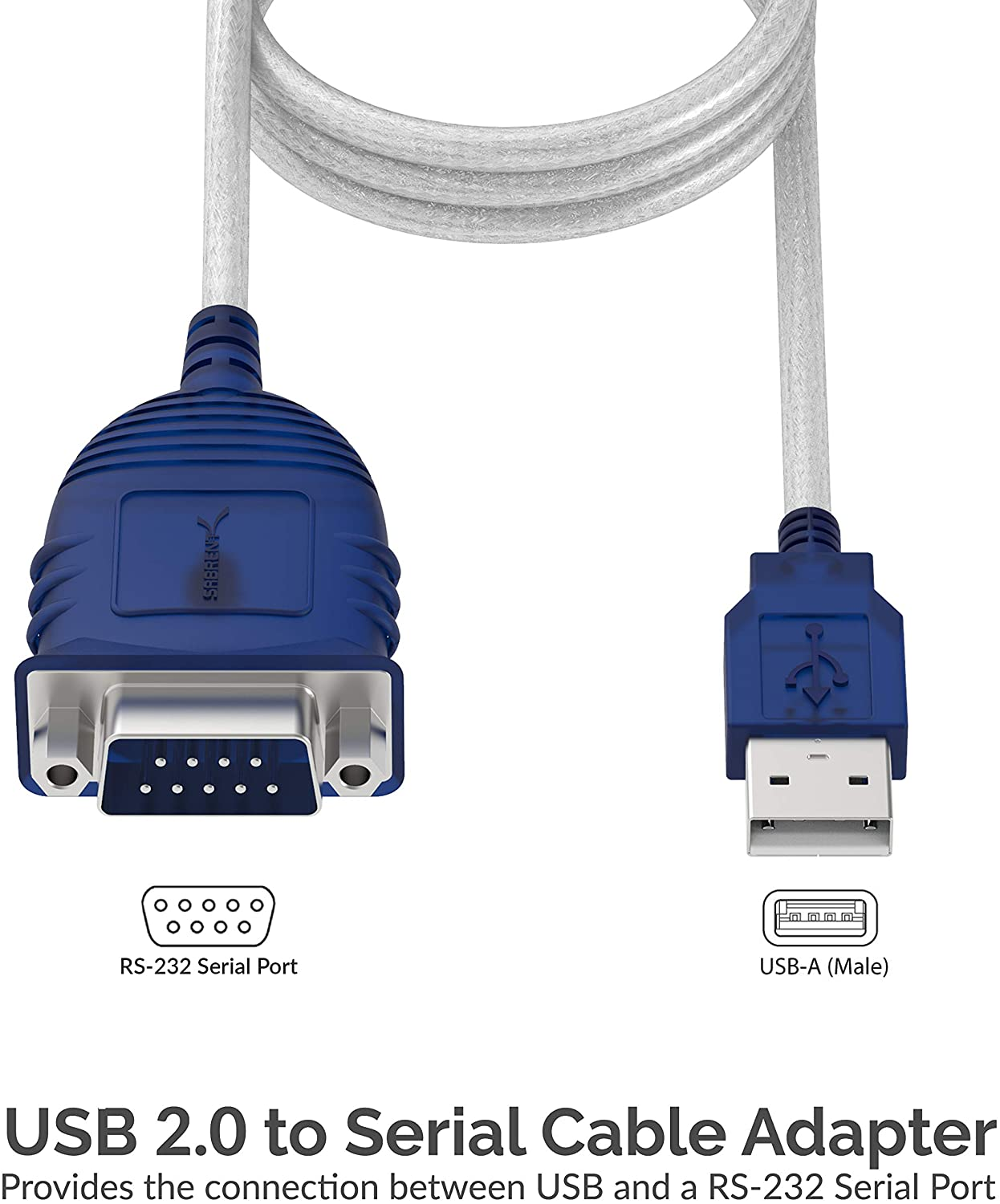 SABRENT USB 2.0 to Serial (9 Pin) DB 9 RS 232 Converter Cable, Prolific Chipset, HEXNUTS, [Windows 11/10/8.1/8/7/VISTA/XP, Mac OS X 10.6 and Above] 2.5 Feet (CB-DB9P)