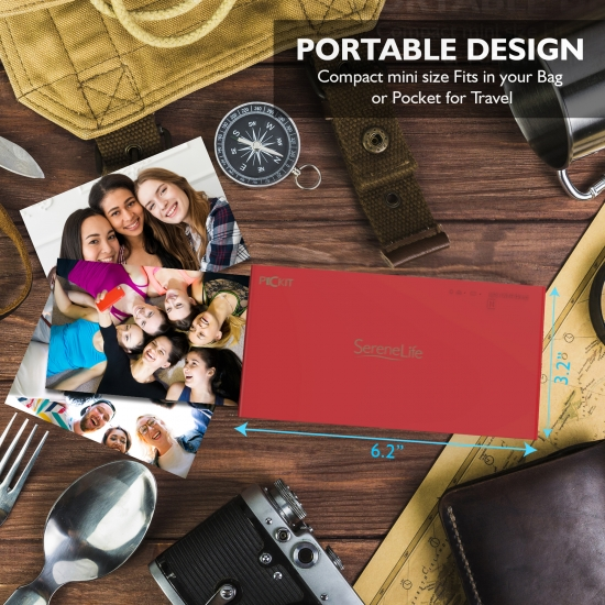 SereneLife Portable Instant Mobile Photo Color Printer (PICKIT20/PICKIT21RD)