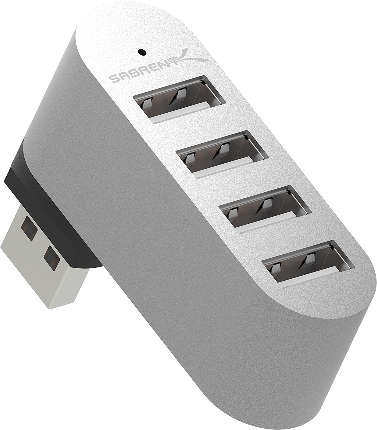 SABRENT Premium 4 Port Aluminum Mini USB 2.0 Hub [90°/180° Degree Rotatable] (HB-UMMC)