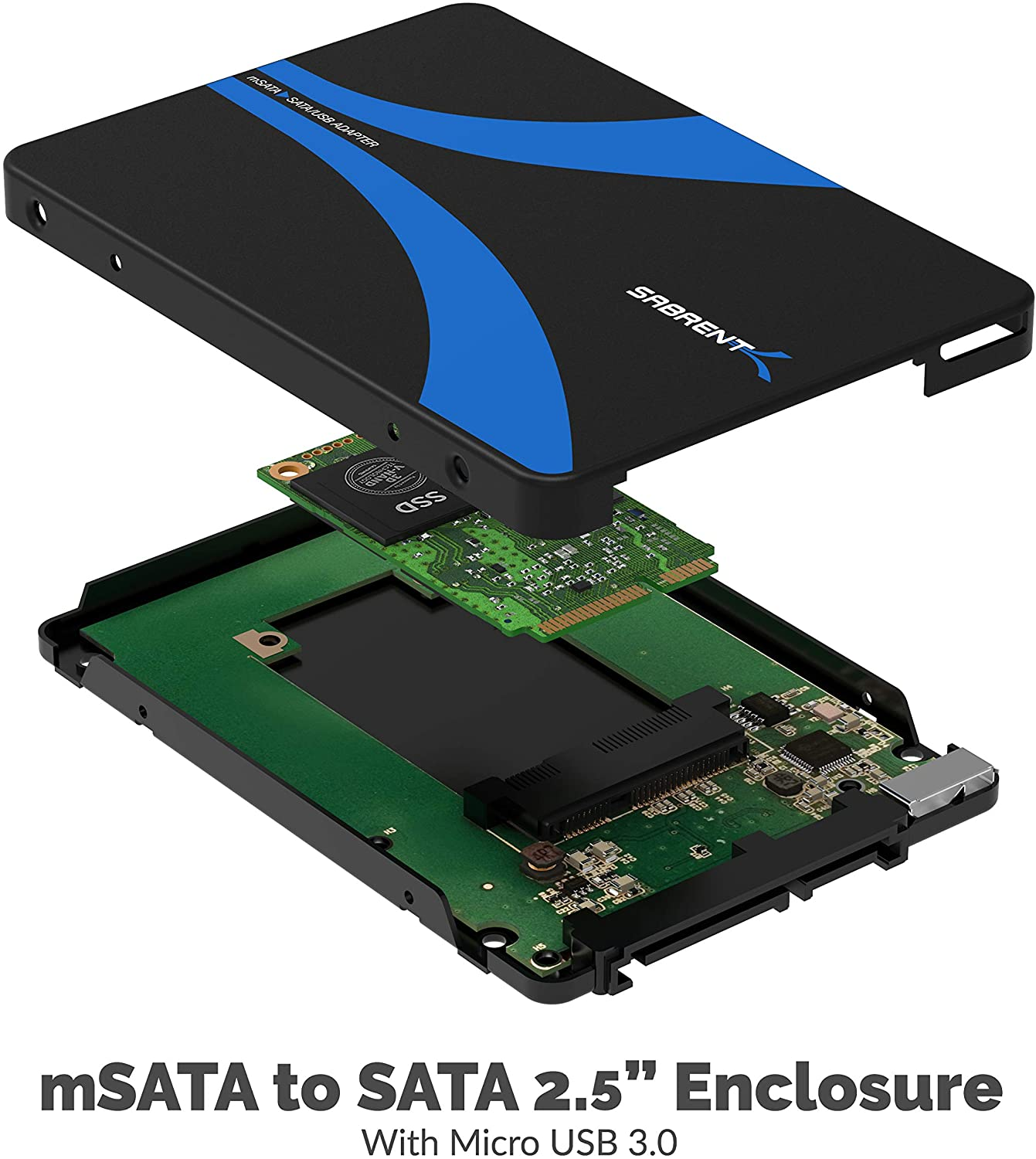 SABRENT mSATA to USB 3.0/2.5 Inch SATA III Aluminum Enclosure Adapter (EC-MSMU)
