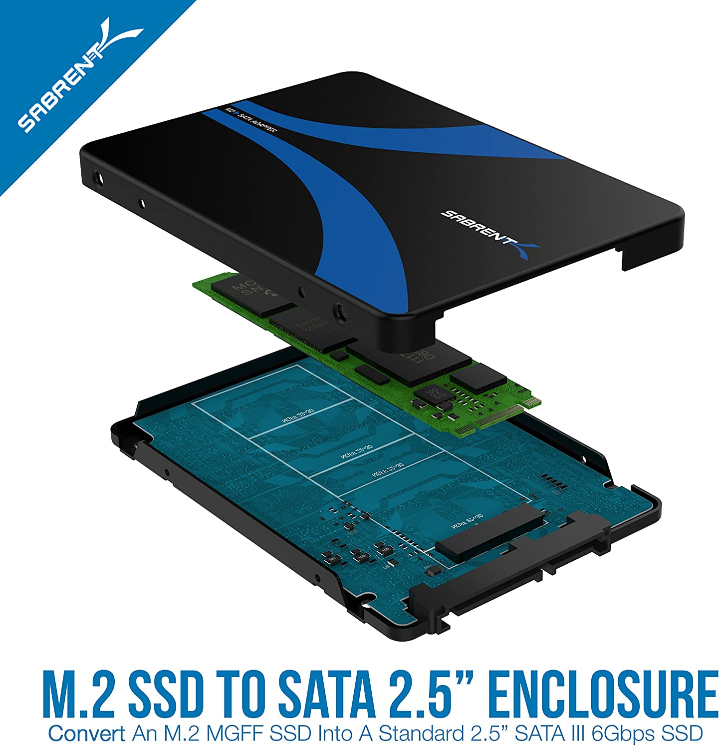 SABRENT M.2 SSD [SATA] to 2.5 Inch SATA III Aluminum Enclosure Adapter (EC-M2SA)