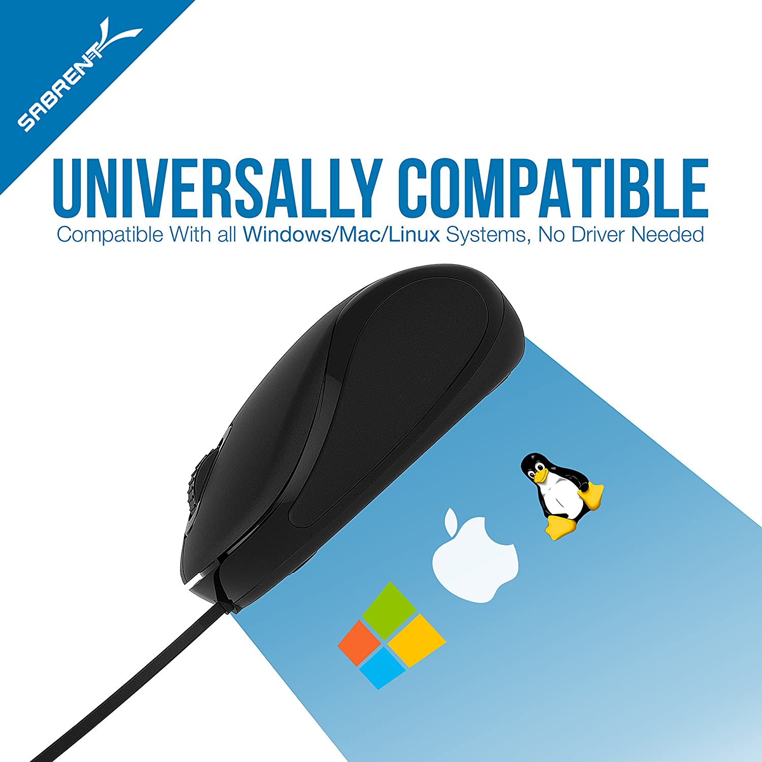 Sabrent Mini Travel USB Optical Mouse with Retractable Cable for Computers and laptops | Mac & PC Compatible (MS-OPMN)