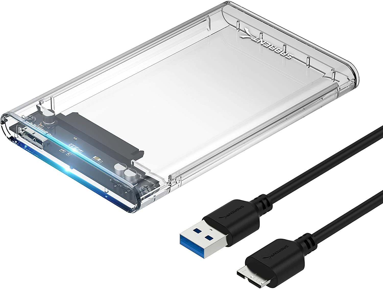 SABRENT 2.5 Inch SATA to USB 3.0 Tool Free Clear External Hard Drive Enclosure [Optimized for SSD, Supports UASP SATA III] (EC-OCUB)
