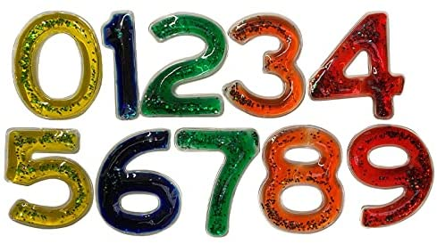 Playlearn Sensory Gel Filled Numbers – Moveable NumberToy - Textured Tactile Squishy Toy Number Set - Ideal for Sensory Learning