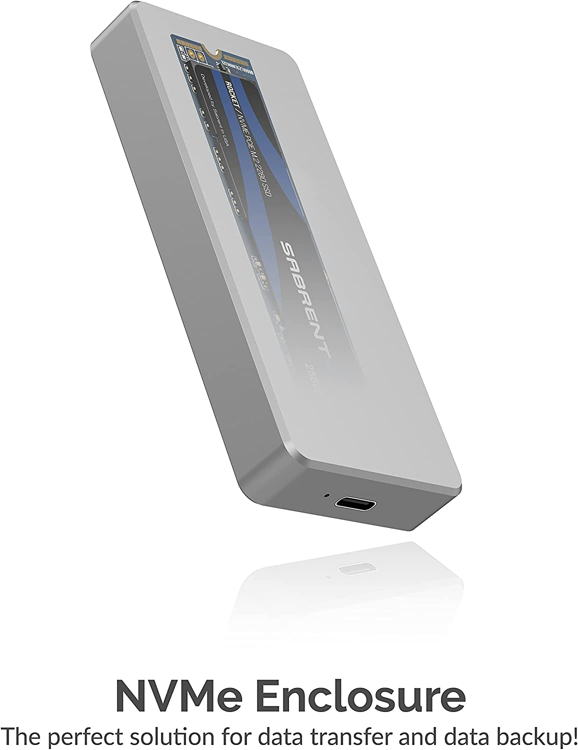 SABRENT USB 3.1 Aluminum Enclosure for M.2 NVMe SSD in Silver (EC-NVME)