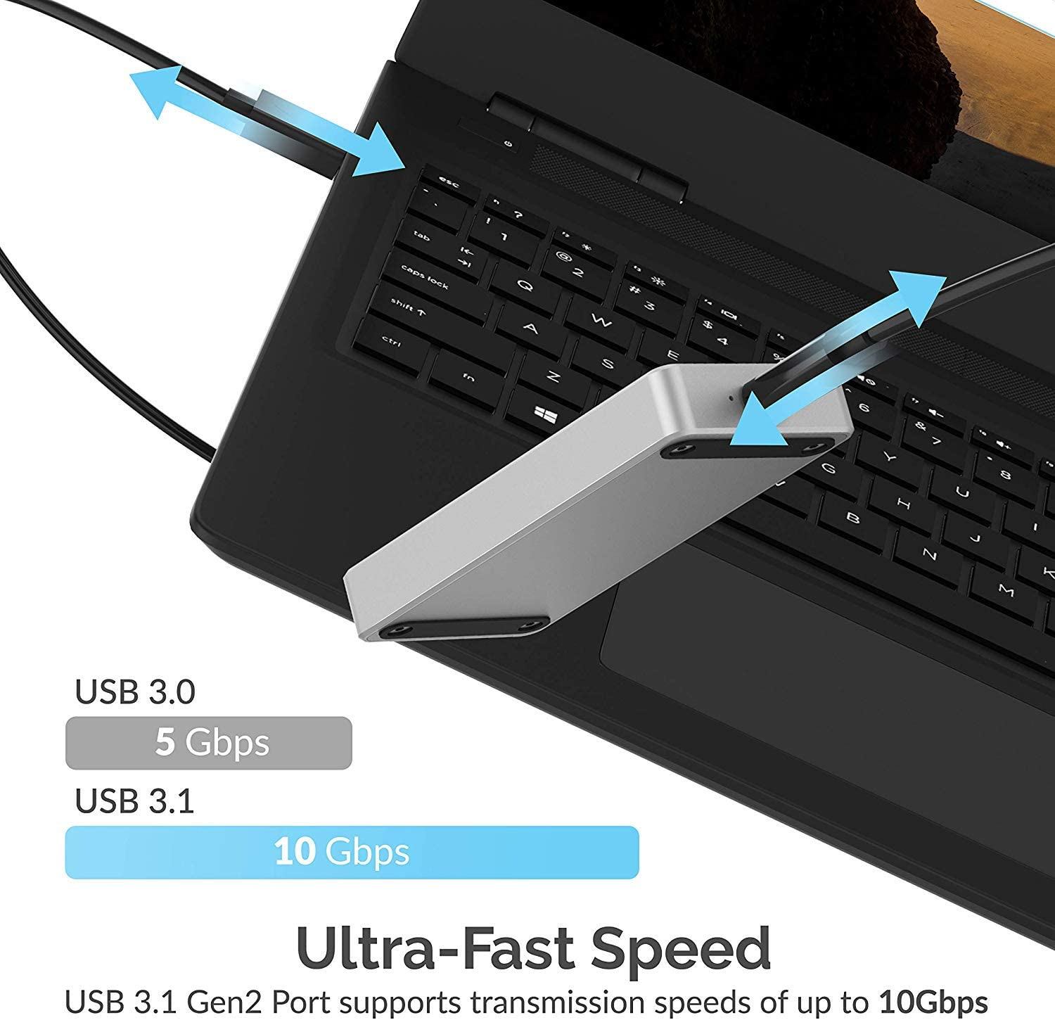 SABRENT USB 3.1 Aluminum Enclosure for M.2 NVMe SSD in Silver (EC-NVME)