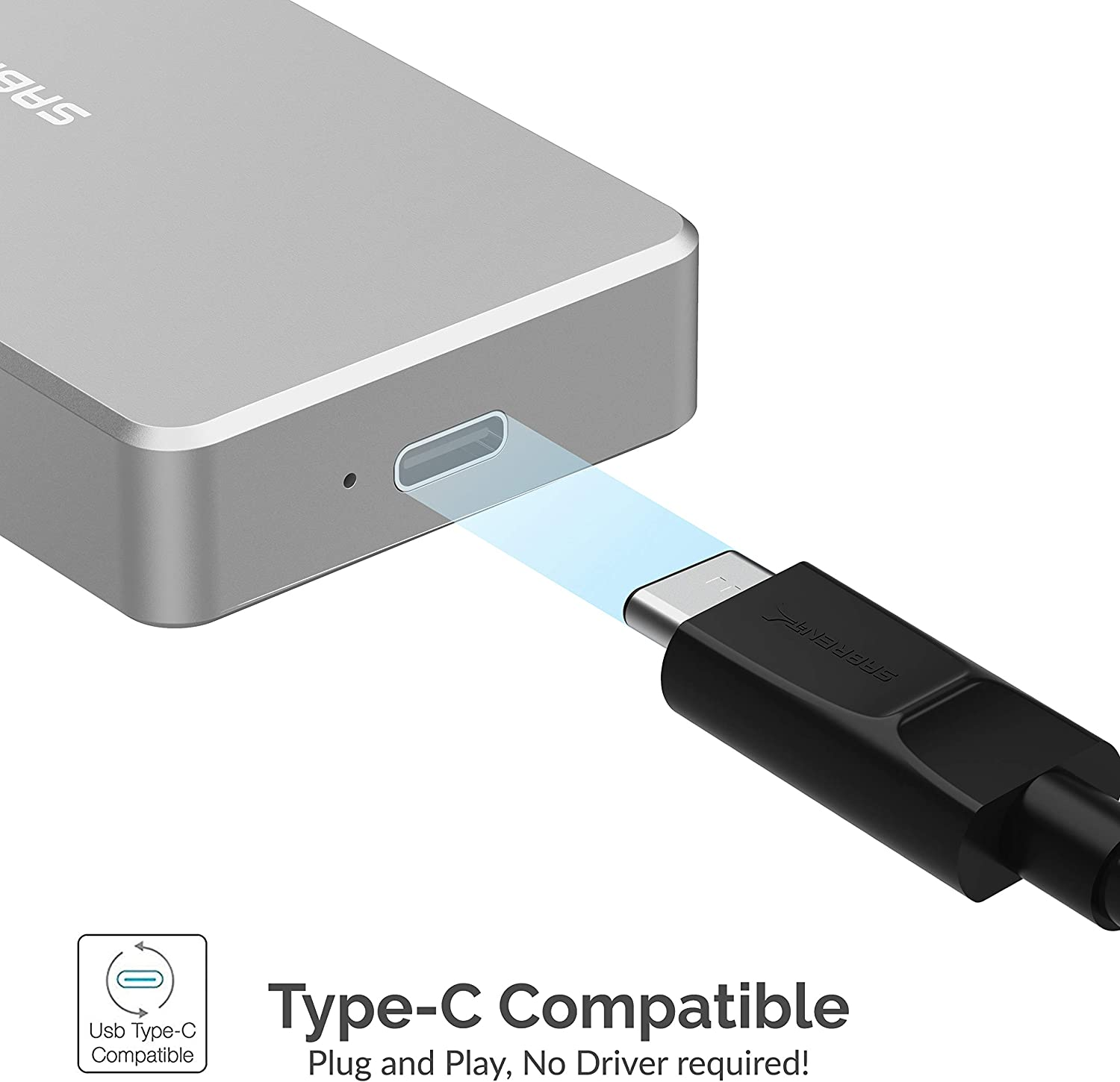 SABRENT USB 3.1 Aluminum Enclosure for M.2 NVMe SSD in Silver (EC-NVME)