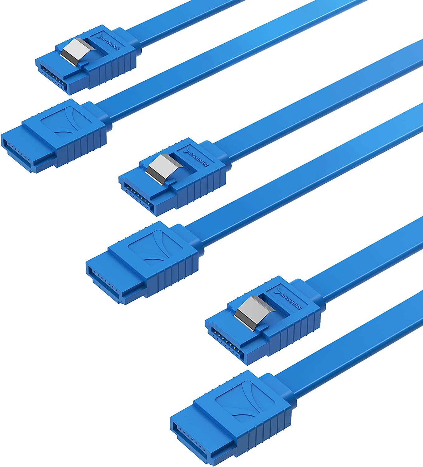 SABRENT SATA III (6 Gbit/s) Straight Data Cable with Locking Latch for HDD/SSD/CD and DVD Drives (3 Pack 20 Inch) in Blue (CB-SFB3)