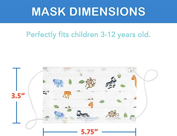Playlearn Disposable Kids Mask – Kids Face Masks 3 Ply – 35 Pack – 5 Designs