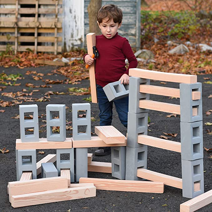 Foam Wooden Beam Building Blocks - 48 Pieces - Block Set for Kids - Safe Non Toxic Eva Foam