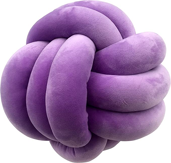Cuddle Ball Knot Pillow - Sensory Pillow – Plush Toy Hugging Pillow – Calming Stress Relief Toy for Kids – 10 Inch - Lilac